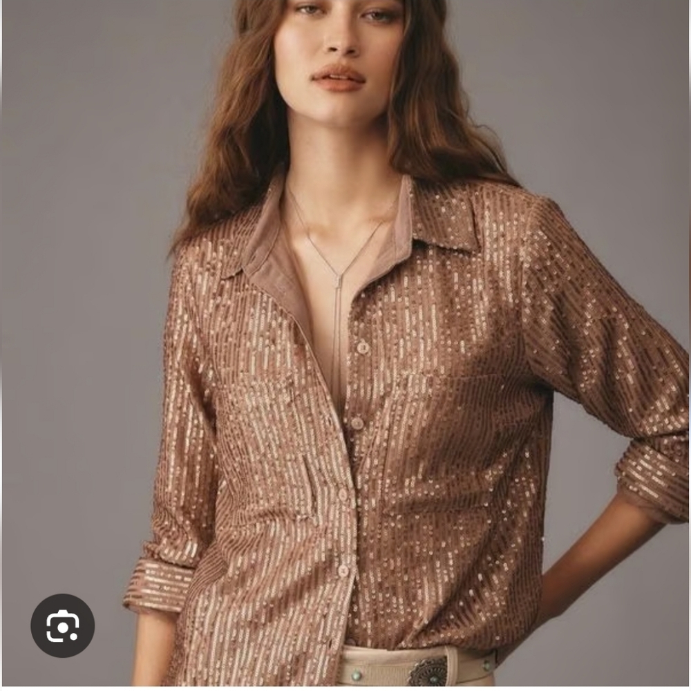 Anthropologie XL The Remie Blouse Sequin Top Blouse